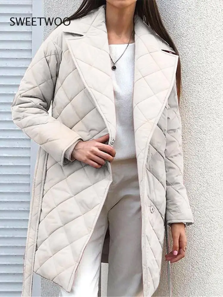 Padded Long Parka Women's Winter Jacket Casual Turn Down Collar Belt Straight Overcoat Office Lady Outwear Woman Clothes
Padded Long Parka Women's Winter Jacket Casual Turn Down Collar Belt Straight Overcoat Office Lady Outwear Woman Clothes