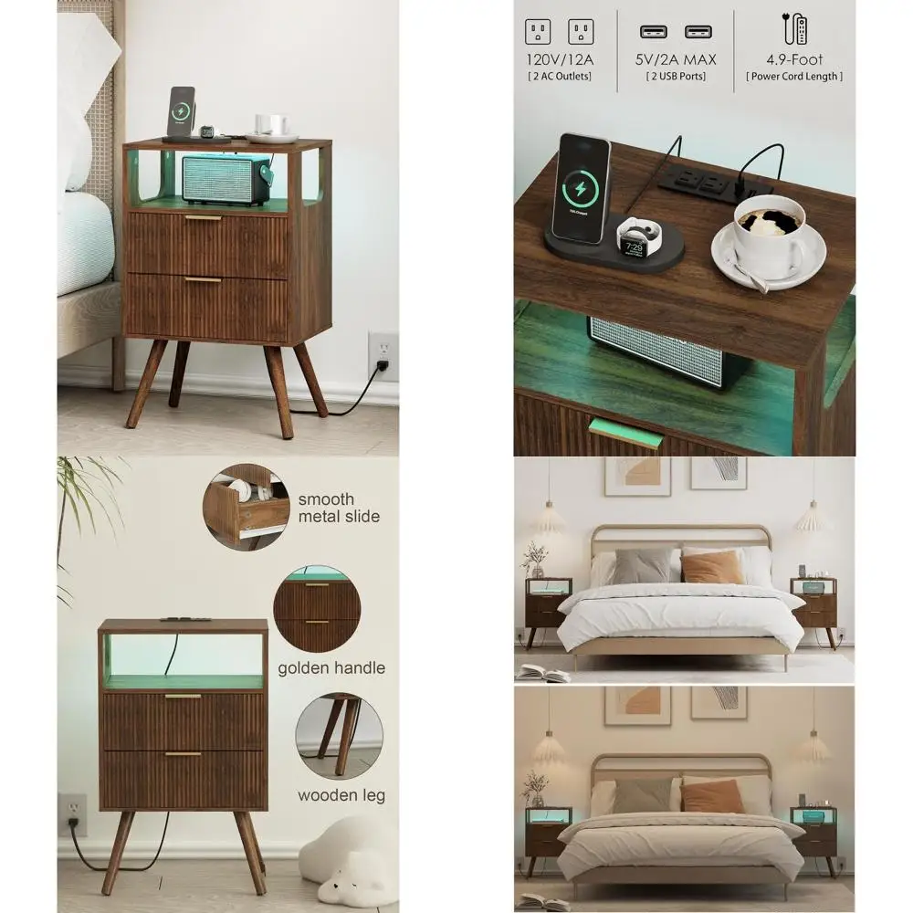 LED-lit Nightstand with Charging & Storage for Bedside, Ideal for Small Bedrooms
LED-lit Nightstand with Charging & Storage for Bedside, Ideal for Small Bedrooms