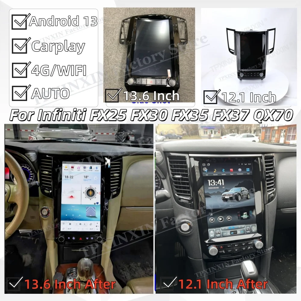 Multimedia Android 13 Auto For Infiniti FX25 FX35 FX37 2009~2013 Qx70 2013~2016 GPS Intelligent Navigation CarPlay IPS Head Unit
Multimedia Android 13 Auto For Infiniti FX25 FX35 FX37 2009~2013 Qx70 2013~2016 GPS Intelligent Navigation CarPlay IPS Head Unit