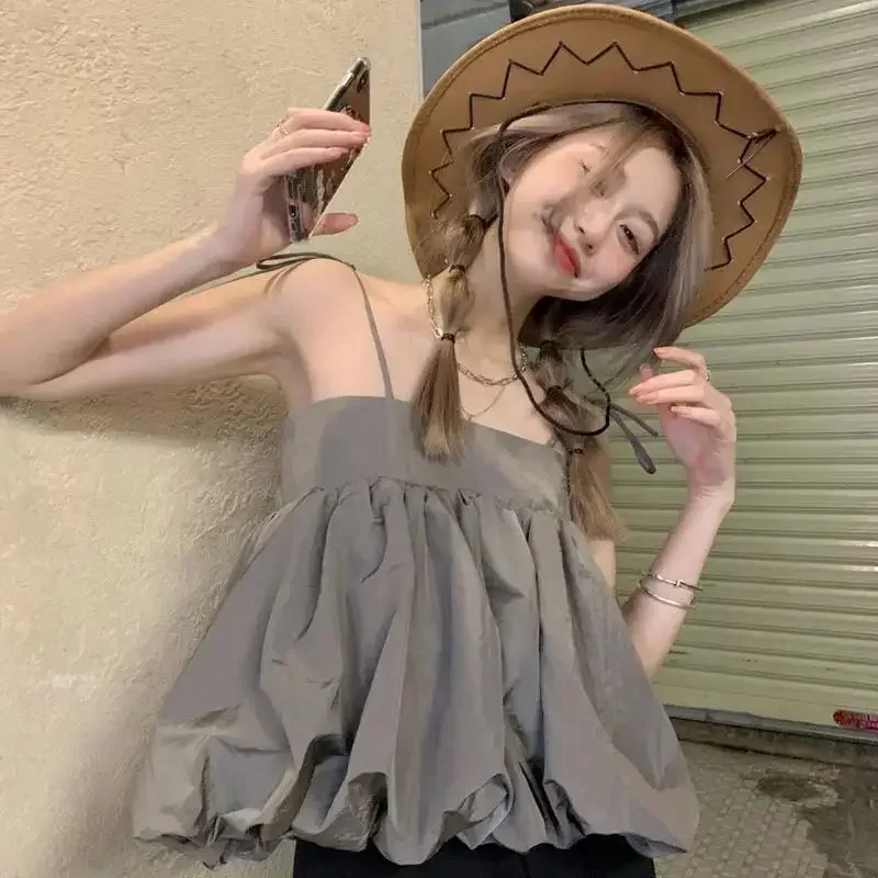 Summer new sweet folds bubble camisole women's design sense short top clothes women tops t shirt crop tops
Summer new sweet folds bubble camisole women's design sense short top clothes women tops t shirt crop tops