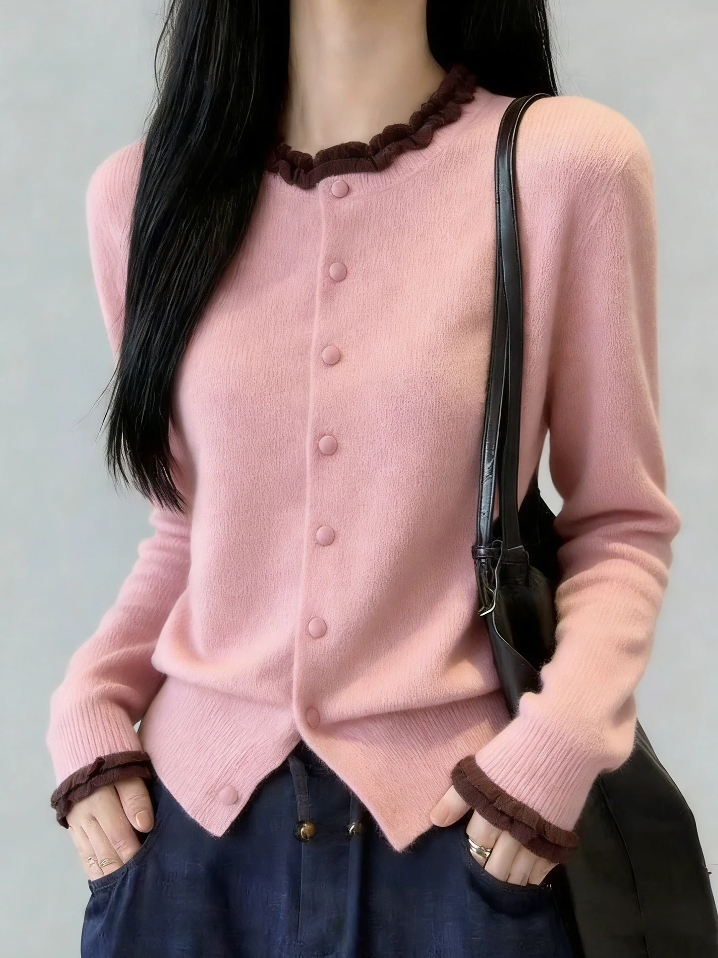 Korean Style Long Sleeve Knitted Sweater Sweet Soft Color Block Single Button Spring Commute Fashion Design Women's Top
Korean Style Long Sleeve Knitted Sweater Sweet Soft Color Block Single Button Spring Commute Fashion Design Women's Top