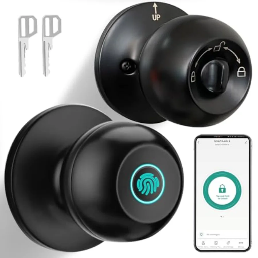 Fingerprint Door Lock, Biometric Door Lock with App Control and Key, Smart Door Lock for Bedroom, Entry Door, Keyless Finger Pr
Fingerprint Door Lock, Biometric Door Lock with App Control and Key, Smart Door Lock for Bedroom, Entry Door, Keyless Finger Pr