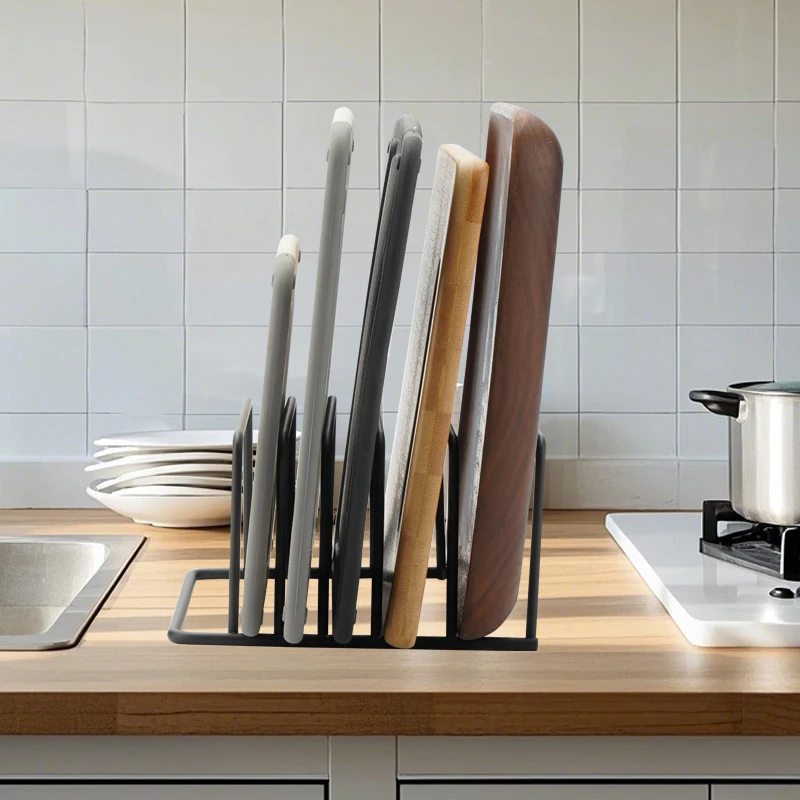 (1pc Black)Kitchen Cutting Board Organizer Rack 5-Tier Metal Rack for Cutting Boards, Bakeware, Trays
(1pc Black)Kitchen Cutting Board Organizer Rack 5-Tier Metal Rack for Cutting Boards, Bakeware, Trays