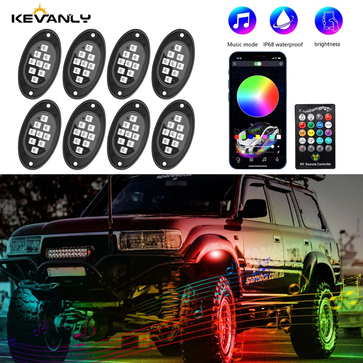 Декоративные автомобильные ходовые огни 12X RGB с приложением/пультом дистанционного управления и музыкальной моделью для пикапа внедорожника джипа квадроцикла автомобиля UTV
Декоративные автомобильные ходовые огни 12X RGB с приложением/пультом дистанционного управления и музыкальной моделью для пикапа внедорожника джипа квадроцикла автомобиля UTV