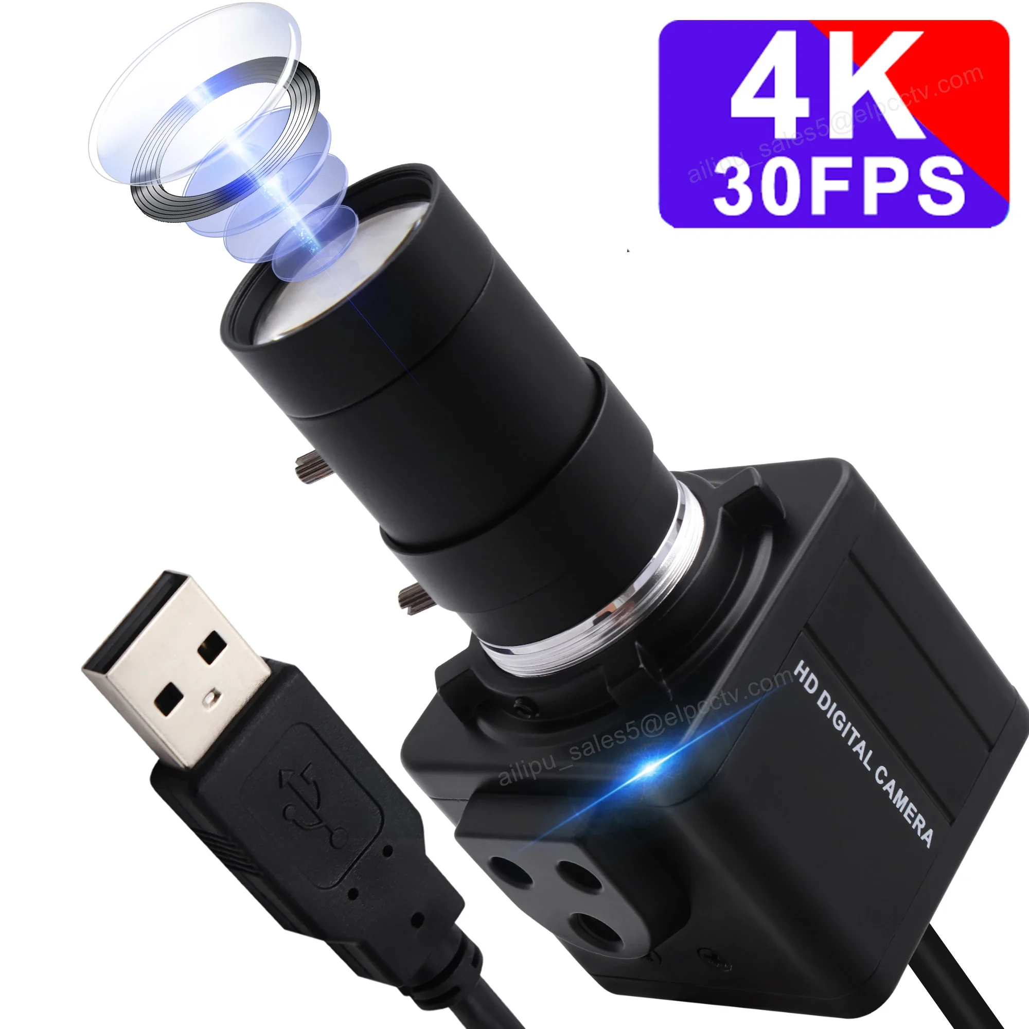ELP 4K UHD USB Camera 2160P 30fps CMOS IMX317 10X Optical Zoom USB Webcam with 5-50mm Manual Focus Lens for Live Streaming
ELP 4K UHD USB Camera 2160P 30fps CMOS IMX317 10X Optical Zoom USB Webcam with 5-50mm Manual Focus Lens for Live Streaming