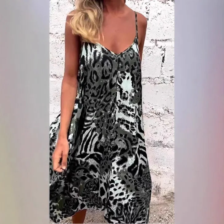 2026 Summer Women's New Style Leopard Print Casual V-neck Printed Suspender Dress for Women
2026 Summer Women's New Style Leopard Print Casual V-neck Printed Suspender Dress for Women