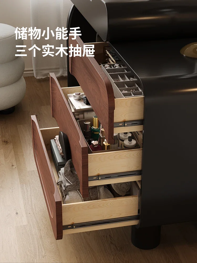 apartment bedroom walnut pattern flip cover makeup table Nordic home retro dresser chest integrated small
apartment bedroom walnut pattern flip cover makeup table Nordic home retro dresser chest integrated small