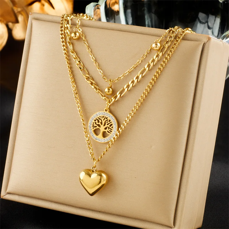 Jewelry for Women Fashion Niche Simple Retro Titanium Steel Metal Multi-layer Chain Love Circle Brand Life Tree Pendant Necklace
Jewelry for Women Fashion Niche Simple Retro Titanium Steel Metal Multi-layer Chain Love Circle Brand Life Tree Pendant Necklace