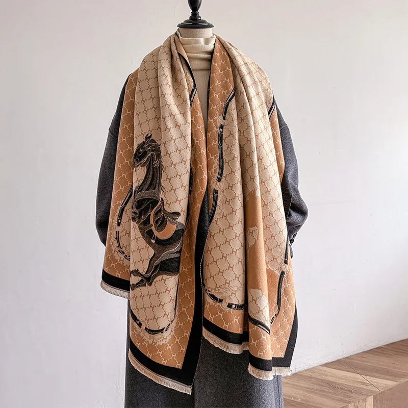 2024 Elegant Ladies' Pashmina Jacquard Scarf Winter Thick Warmth Two-Sided The Horse Shawl Coldproof Windproof Blanket Scarf
2024 Elegant Ladies' Pashmina Jacquard Scarf Winter Thick Warmth Two-Sided The Horse Shawl Coldproof Windproof Blanket Scarf
