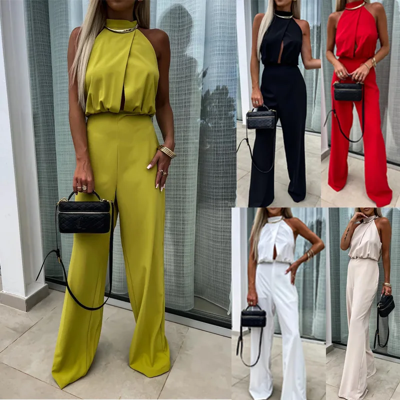 Summer Jumpsuit Women Sleeveless High Neck Slim Fit Romper Overall Playsuit Spring Summer Jumpsuits
Summer Jumpsuit Women Sleeveless High Neck Slim Fit Romper Overall Playsuit Spring Summer Jumpsuits