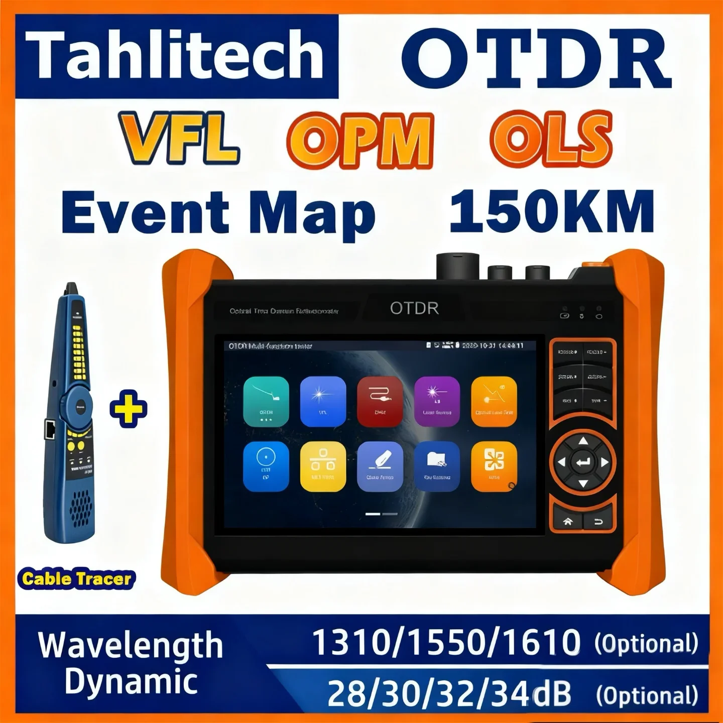 OTDR Optic Fiber Reflector with PDF report OPM VFL laser source RJ45 tester Wifi Test 1310nm 1550nm 1610nm 150KM OTDR Teste
OTDR Optic Fiber Reflector with PDF report OPM VFL laser source RJ45 tester Wifi Test 1310nm 1550nm 1610nm 150KM OTDR Teste