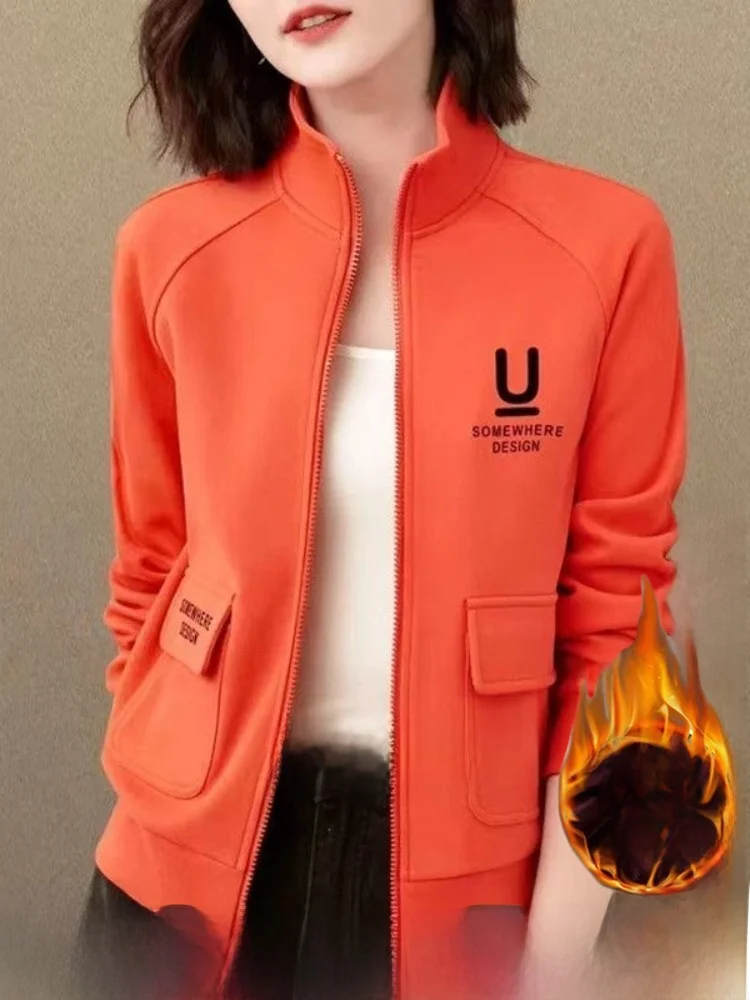 Women's Autumn Winter Fleece Lined Thickened Long Sleeve Sweatshirt Casual Top Tag Removed Outerwear Zipper Style Korean Version
Women's Autumn Winter Fleece Lined Thickened Long Sleeve Sweatshirt Casual Top Tag Removed Outerwear Zipper Style Korean Version
