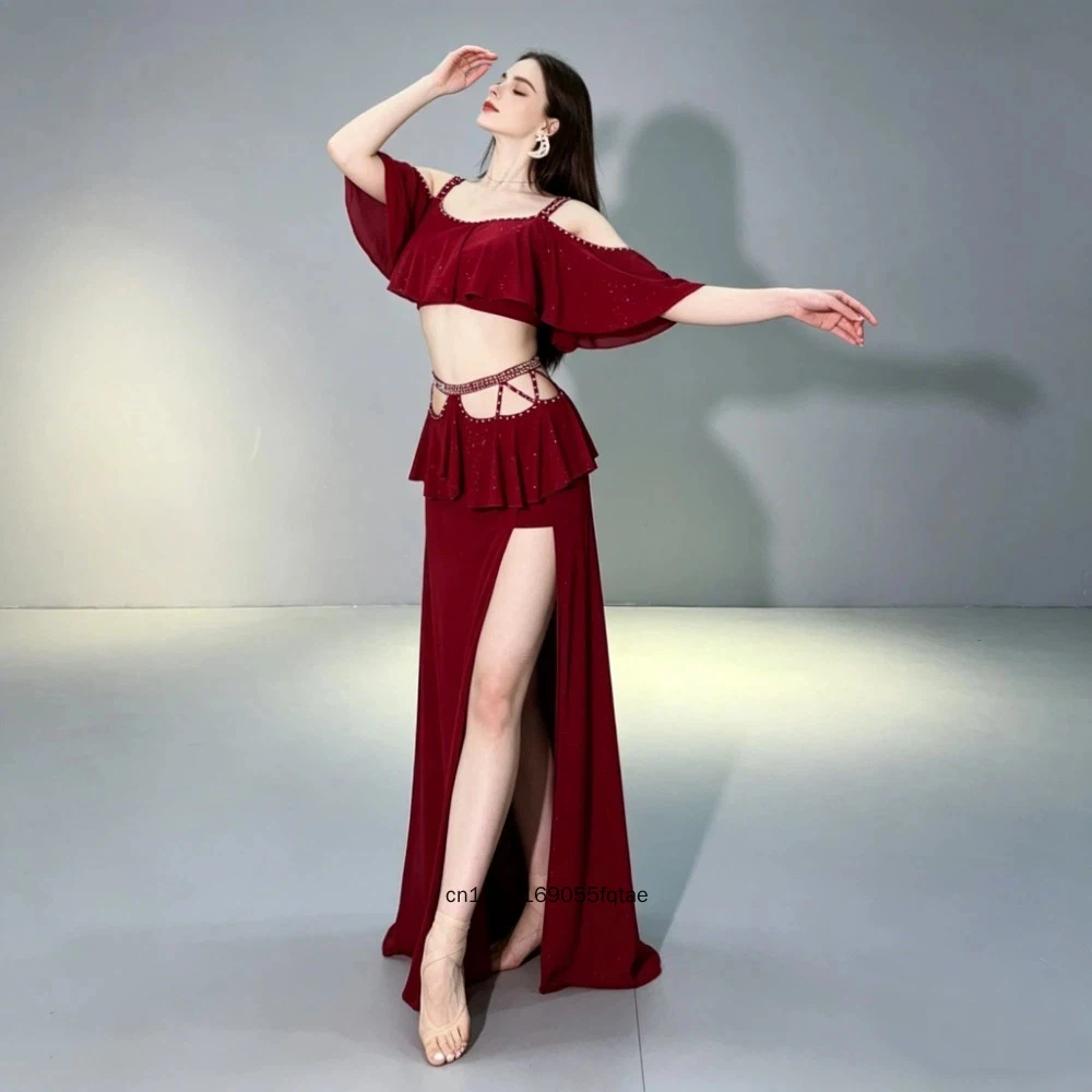 Belly Dance Costume 2Pcs Set Mesh Short Sleeve Top+Long Skirt Women Oriental Bellydance Outfit Professional Training Dance Wear
Belly Dance Costume 2Pcs Set Mesh Short Sleeve Top+Long Skirt Women Oriental Bellydance Outfit Professional Training Dance Wear