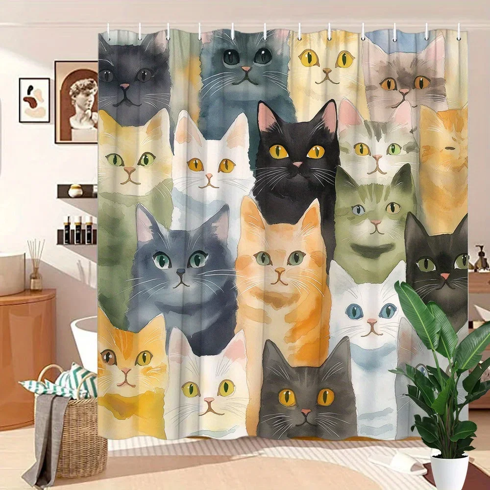 Colorful Cats Shower Curtain - Water-Resistant, Easy to Clean, Adds a Fun and Artistic Touch to Your Bathroom Decor
Colorful Cats Shower Curtain - Water-Resistant, Easy to Clean, Adds a Fun and Artistic Touch to Your Bathroom Decor
