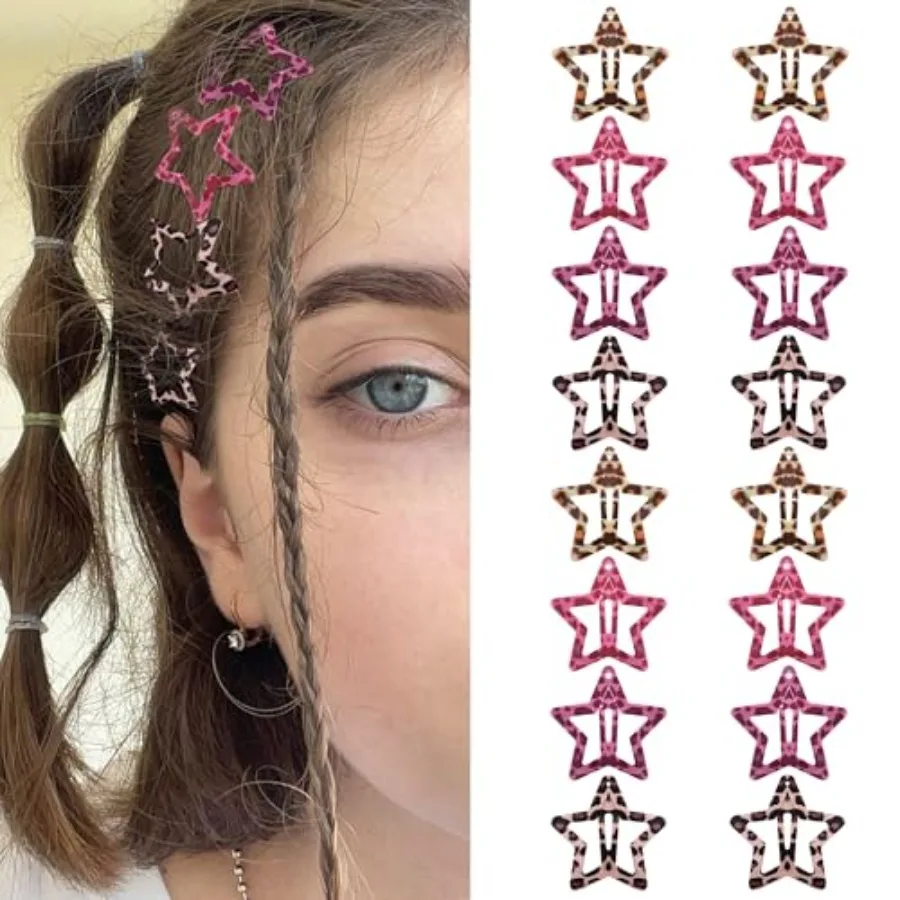 Star Hair Clips Snap Hair Barrettes Non Slip Star Hair Accessories Leopard Colors Metal Hair Clips for Girls Women -16 PCS - Re
Star Hair Clips Snap Hair Barrettes Non Slip Star Hair Accessories Leopard Colors Metal Hair Clips for Girls Women -16 PCS - Re