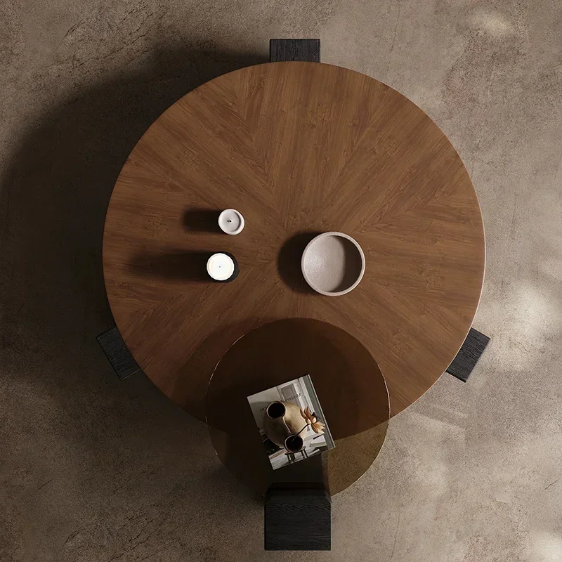 Minimalist round coffee table living room home light luxury high sense antique walnut
Minimalist round coffee table living room home light luxury high sense antique walnut