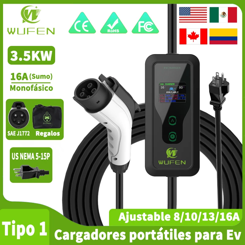 Портативное зарядное устройство WUFEN EV J1772, 3,5 кВт, регулируемый зарядный чехол 8/10/13/16A, автомобильное зарядное устройство типа 1, вилка 110 В для электромобиля США
Портативное зарядное устройство WUFEN EV J1772, 3,5 кВт, регулируемый зарядный чехол 8/10/13/16A, автомобильное зарядное устройство типа 1, вилка 110 В для электромобиля США