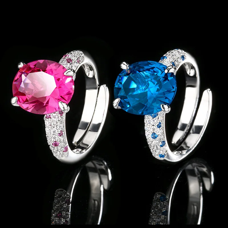Jewelry Gold-Plated Red Corundum Blue Pointed Crystal Jump Color Egg-Shaped Ring 10*12
Jewelry Gold-Plated Red Corundum Blue Pointed Crystal Jump Color Egg-Shaped Ring 10*12