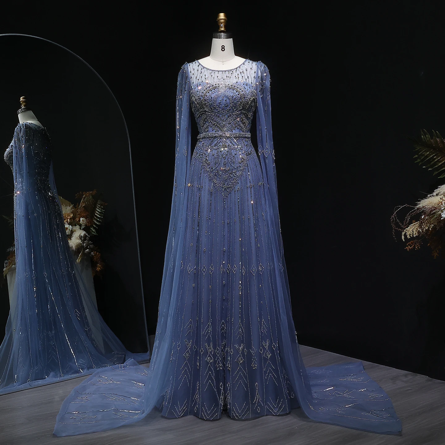 Sharon Said Dubai Luxury Blue Evening Dress with Cape Sleeves Long for Women Wedding Party Prom Gowns Arabic SS236 Customized
Sharon Said Dubai Luxury Blue Evening Dress with Cape Sleeves Long for Women Wedding Party Prom Gowns Arabic SS236 Customized