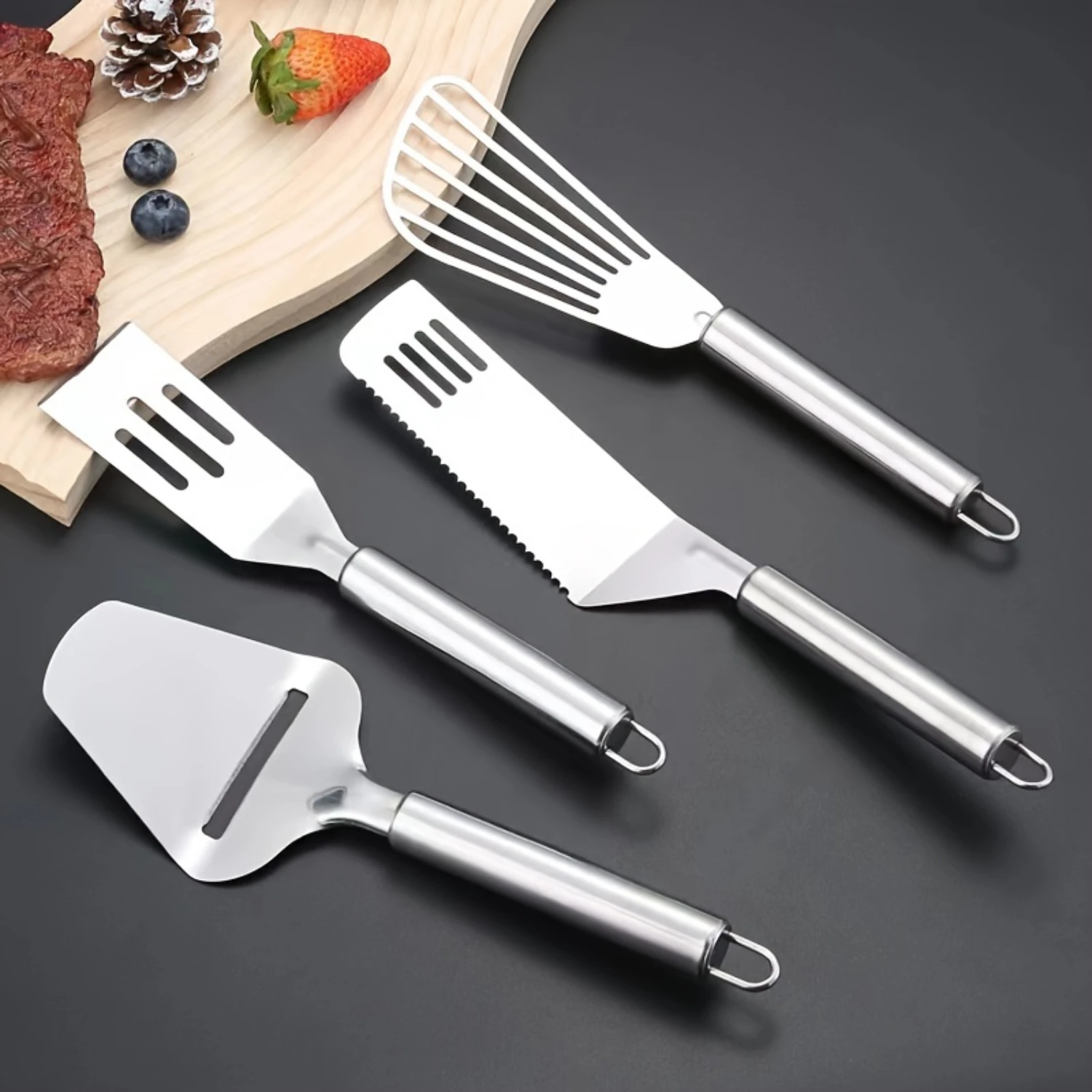 4pcs Stainless Steel Utensil Set: Cheese Planer, Steak Turner, Pizza Spatula - Durable Cooking Tools for Home & Restaurant Use
4pcs Stainless Steel Utensil Set: Cheese Planer, Steak Turner, Pizza Spatula - Durable Cooking Tools for Home & Restaurant Use