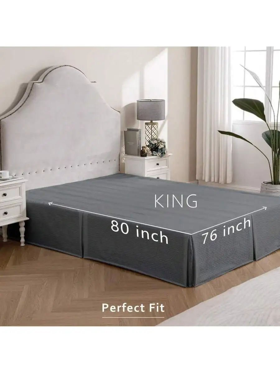 Pleated Waffle Weave Bed Skirt 16 Inch Drop Tailored Dust Ruffle Washable King Size
Pleated Waffle Weave Bed Skirt 16 Inch Drop Tailored Dust Ruffle Washable King Size
