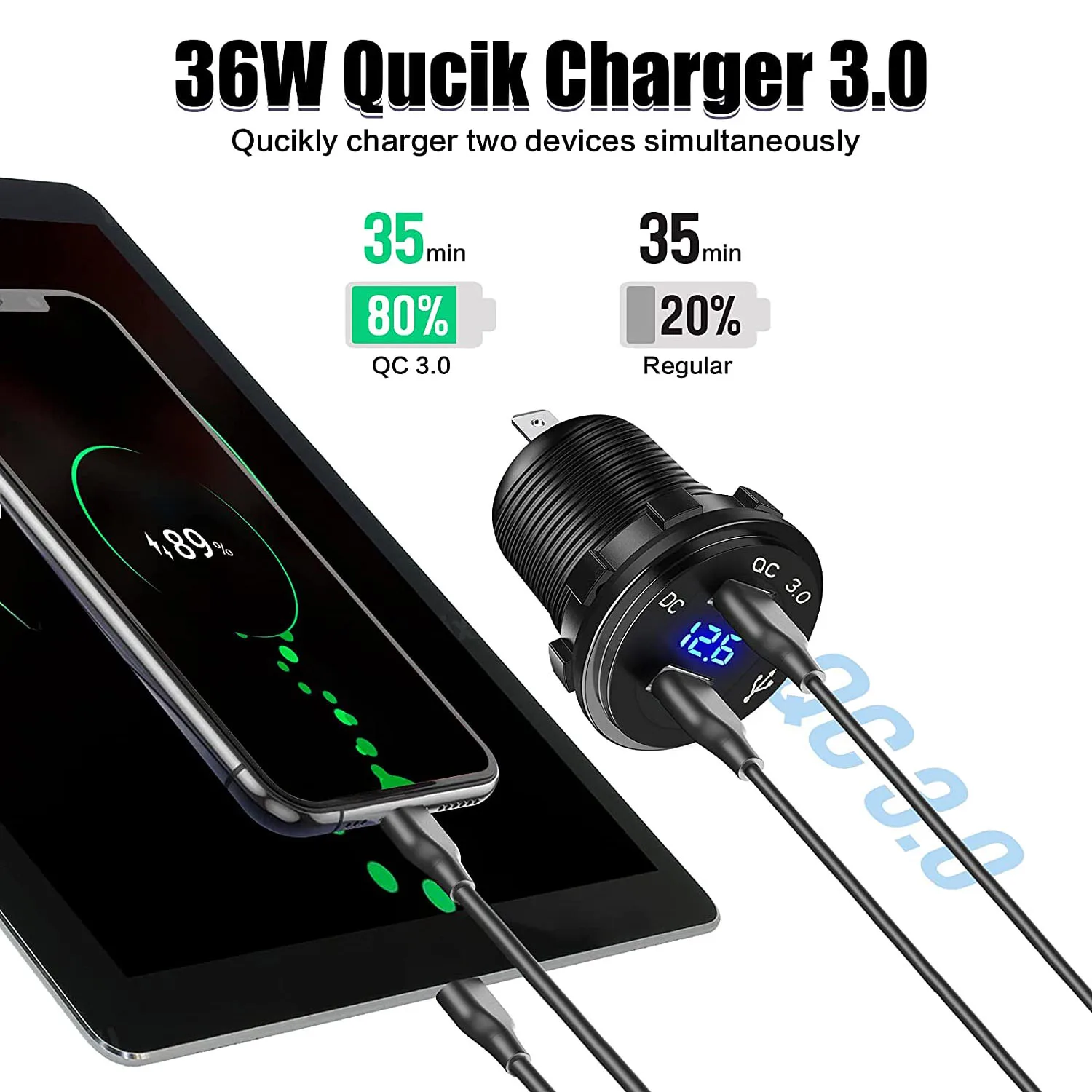 Plain Tent Type Panel Two Hole, Quick Charge 3.0 Dual USB Car Charger+12V/24V Socket For Car Motorcycle Boat Marine ATV RV 
Plain Tent Type Panel Two Hole, Quick Charge 3.0 Dual USB Car Charger+12V/24V Socket For Car Motorcycle Boat Marine ATV RV
