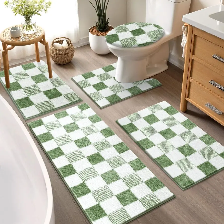 Checkered Bathroom Rug Sets 5 Piece, NonSlip Ultra Absorbent Microfiber Bath Mats, Machine Washable Plush Shag Ultra Soft Bath R
Checkered Bathroom Rug Sets 5 Piece, NonSlip Ultra Absorbent Microfiber Bath Mats, Machine Washable Plush Shag Ultra Soft Bath R