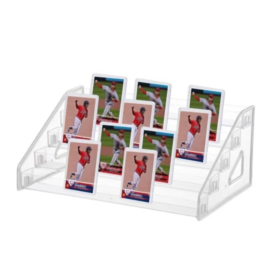 ed Trading Card Display Holder, Clear Plastic Tabletop Display Rack for Baseball, Basketball, Football Sports Cards, Cosmetics,