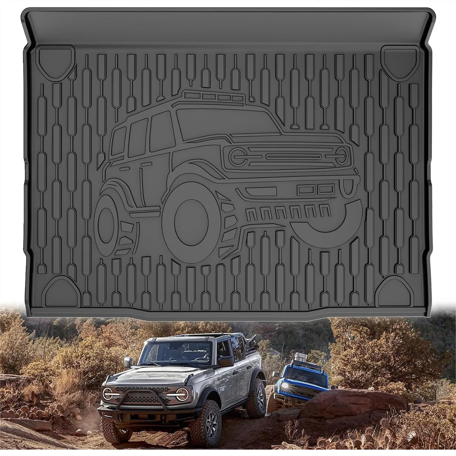 Custom Fit Cargo Liner for Ford Bronco 2021-2026 4-Door, All Weather Trunk Mat with High Hemming, TPE Material, Easy to Clean
Custom Fit Cargo Liner for Ford Bronco 2021-2026 4-Door, All Weather Trunk Mat with High Hemming, TPE Material, Easy to Clean