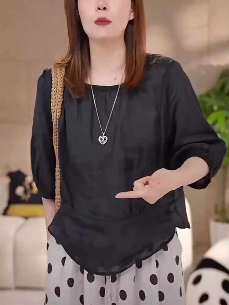 Summer 2026 New Vintage Loose Casual round Neck Cotton Linen Shirt Women's Comfortable Top Fashionable Elegant Style Five Sleeve
Summer 2026 New Vintage Loose Casual round Neck Cotton Linen Shirt Women's Comfortable Top Fashionable Elegant Style Five Sleeve