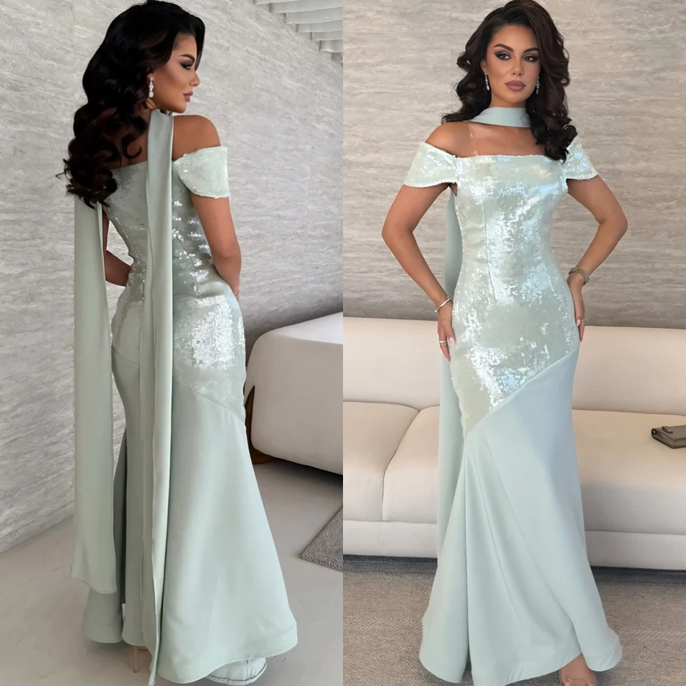 Customized Mermaid Luxury Jersey Evening Dress Exquisite Off the Shoulder Prom Dresses Sparkly Sweep Train Vestido De Festa
Customized Mermaid Luxury Jersey Evening Dress Exquisite Off the Shoulder Prom Dresses Sparkly Sweep Train Vestido De Festa
