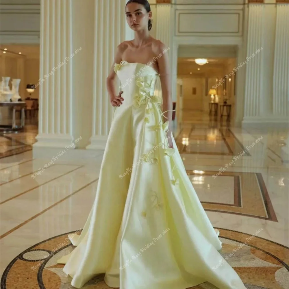 ZHUISHU Simple Strapless Sleeveless Women Prom Gowns 3D Flower Satin Floor Length Formal Occasion Party Dress Vestidos de fiesta
ZHUISHU Simple Strapless Sleeveless Women Prom Gowns 3D Flower Satin Floor Length Formal Occasion Party Dress Vestidos de fiesta