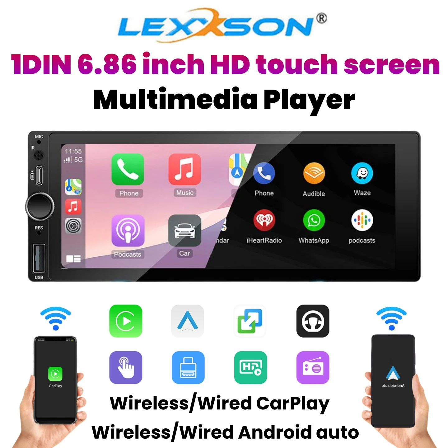 6.86 Inch 1 Din Universal Car Radio For Kia Lada Ford VW Opel Jeep Wired Carplay BT Navigation GPS MP5 Player FM Stereo
6.86 Inch 1 Din Universal Car Radio For Kia Lada Ford VW Opel Jeep Wired Carplay BT Navigation GPS MP5 Player FM Stereo