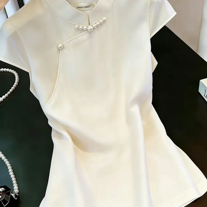 Elegant Short Sleeve Stand Collar Women's Shirt Fashionable Lightweight Luxury Style Skin-friendly Breathable Summer New Arrival
Elegant Short Sleeve Stand Collar Women's Shirt Fashionable Lightweight Luxury Style Skin-friendly Breathable Summer New Arrival