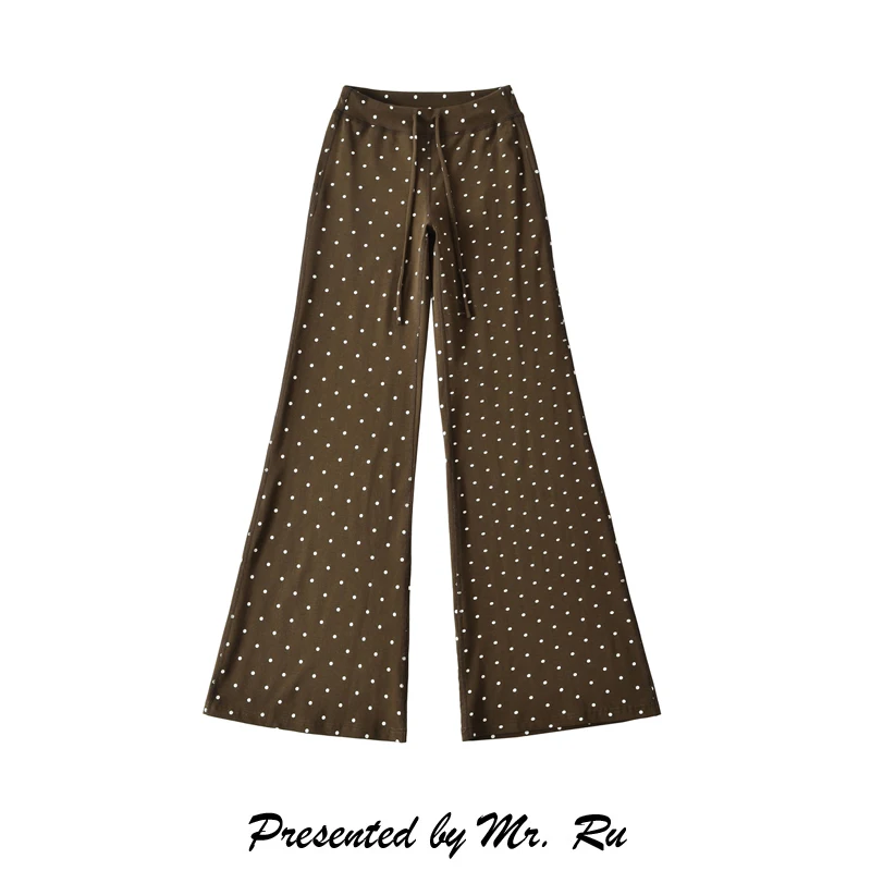Retro Polka Dot Wide Leg Pants Women's High Waist Belted Straight Casual Loose Fit Flared Long Trousers Spring Season
Retro Polka Dot Wide Leg Pants Women's High Waist Belted Straight Casual Loose Fit Flared Long Trousers Spring Season