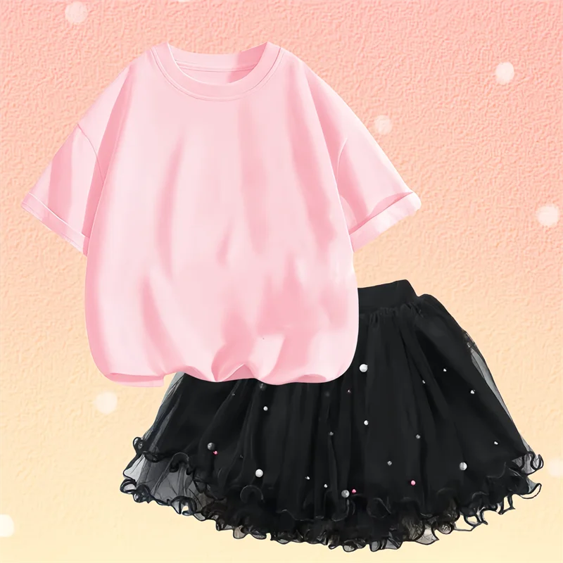 Summer Little Girls Clothing T Shirt& mesh Tutu Skirt Two Piece Set Fashion Korean Children Clothes Outfits 3-14years
Summer Little Girls Clothing T Shirt& mesh Tutu Skirt Two Piece Set Fashion Korean Children Clothes Outfits 3-14years