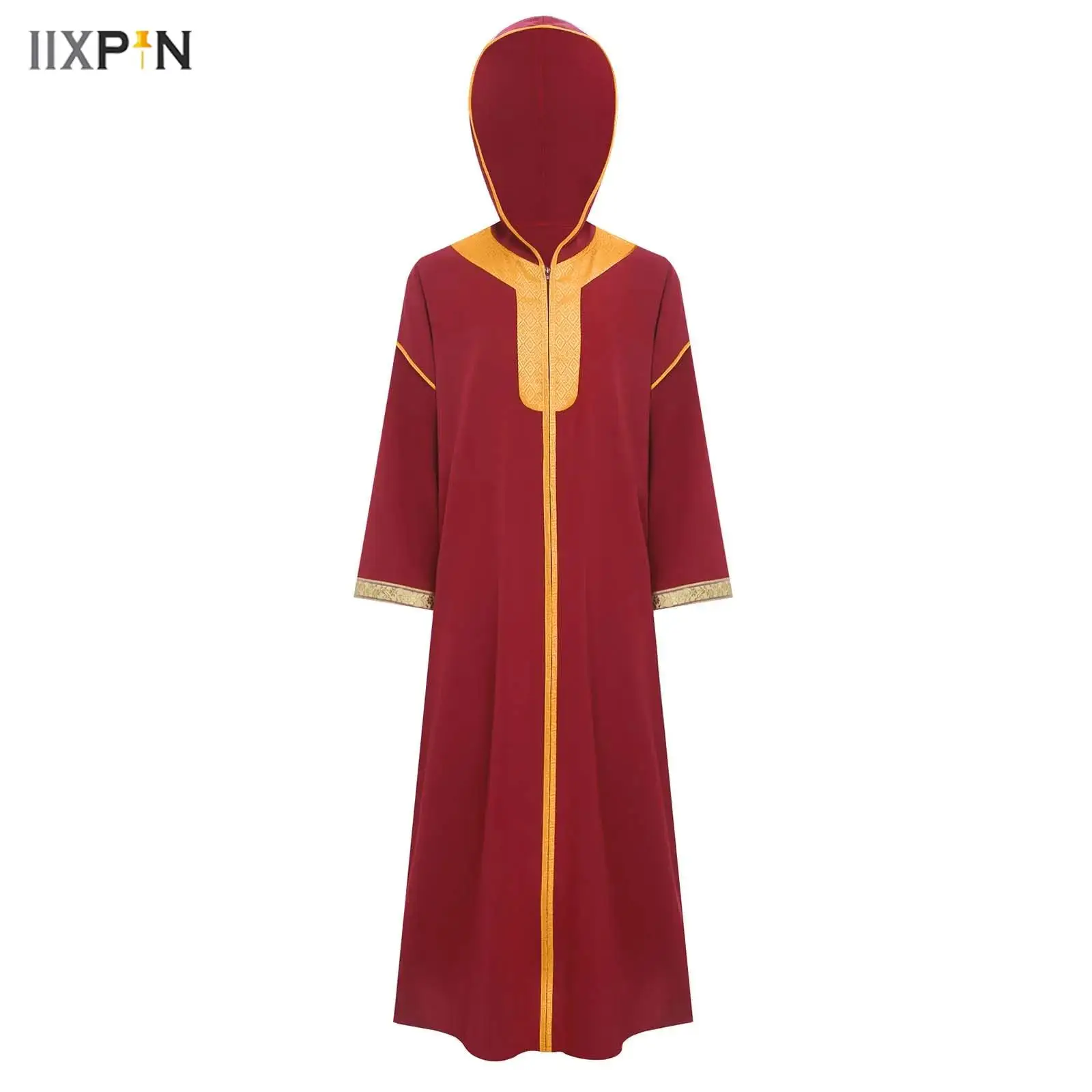 Kids Girls Muslim Robe Hooded Long Sleeves Front Zip Slit Gold Embroidery Arab Gown Islamic Festival Religious Halloween Cosplay
Kids Girls Muslim Robe Hooded Long Sleeves Front Zip Slit Gold Embroidery Arab Gown Islamic Festival Religious Halloween Cosplay