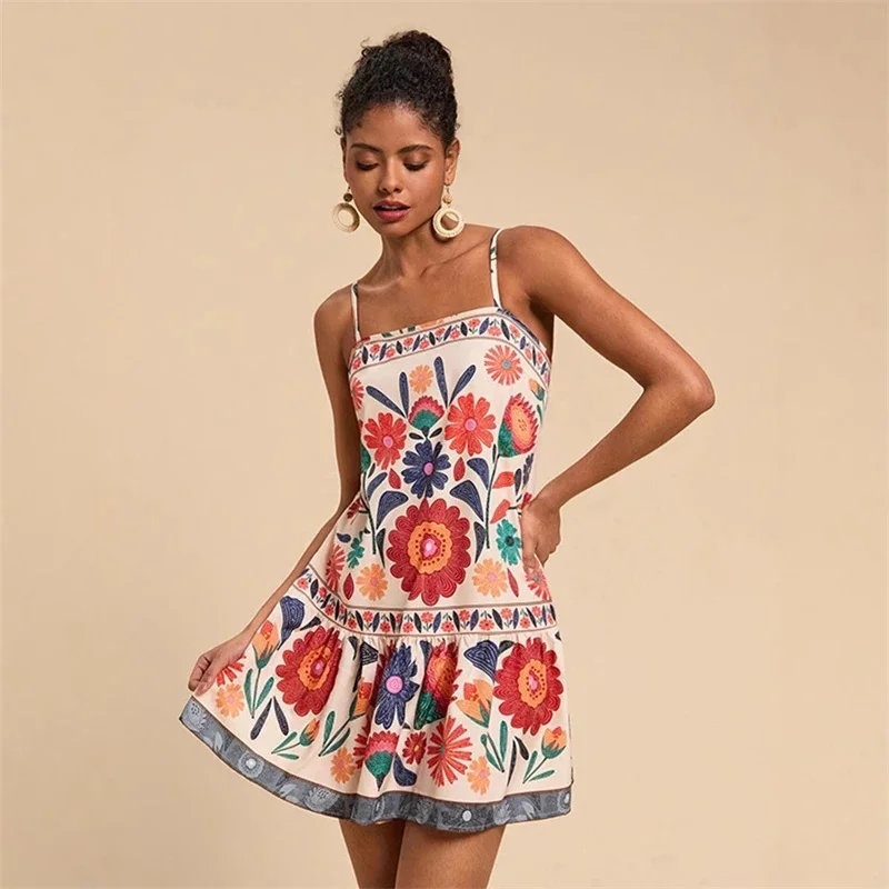 2025 Summer Women Strappy Mini Dress Sexy Floral Print Sleeveless Beach Party Casual Outfit Fashion
2025 Summer Women Strappy Mini Dress Sexy Floral Print Sleeveless Beach Party Casual Outfit Fashion