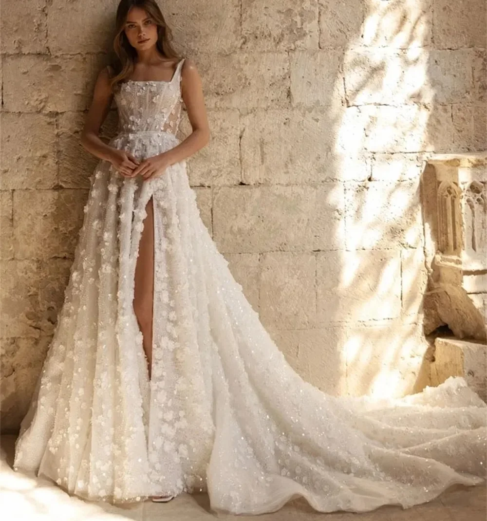Роскошное свадебное платье 2026 с тонкими бретелями, квадратным вырезом, кружевными аппликациями, бисером, А-силуэтом, боковыми разрезами, свадебные платья, платье для невесты, Vestidos
Роскошное свадебное платье 2026 с тонкими бретелями, квадратным вырезом, кружевными аппликациями, бисером, А-силуэтом, боковыми разрезами, свадебные платья, платье для невесты, Vestidos