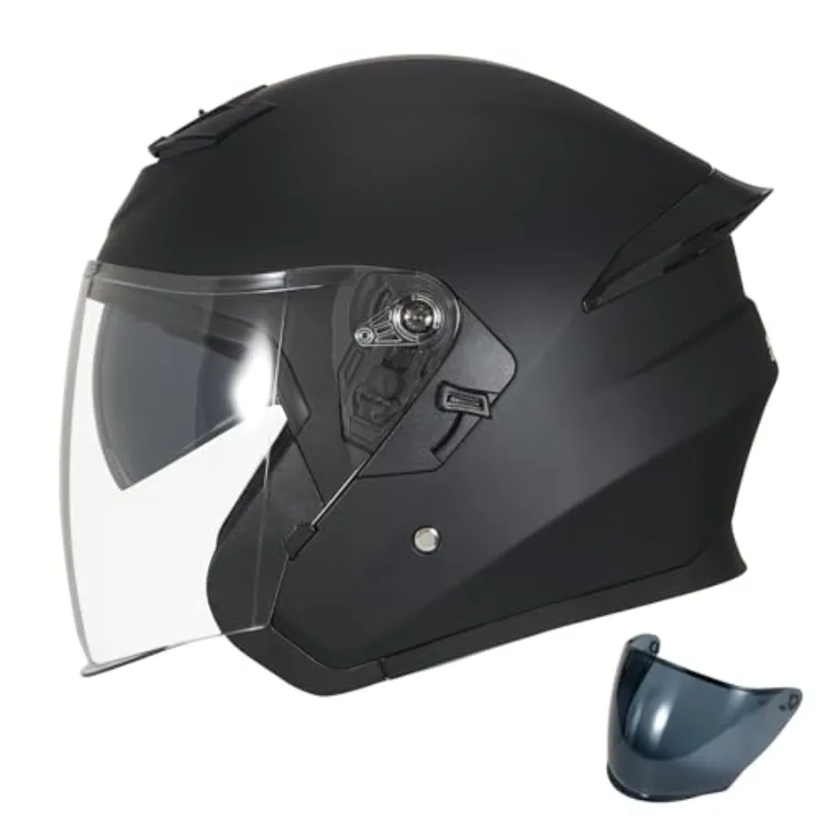 Street scooter moped open-face helmet, ABS plastic, matte black, dual visor DOT 601 approved for adults
Street scooter moped open-face helmet, ABS plastic, matte black, dual visor DOT 601 approved for adults