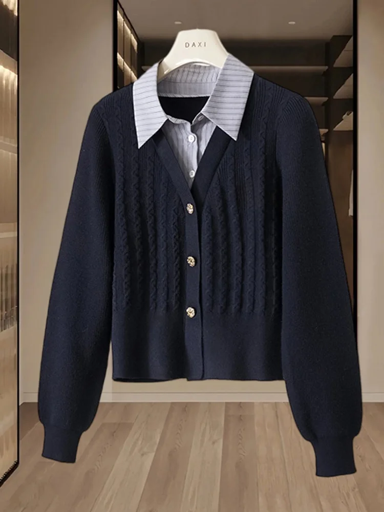 Fashionable Long Sleeve Knitted Top Women's Autumn Winter Casual Style Slimming Design Fake Two-Piece Stylish Sweater
Fashionable Long Sleeve Knitted Top Women's Autumn Winter Casual Style Slimming Design Fake Two-Piece Stylish Sweater