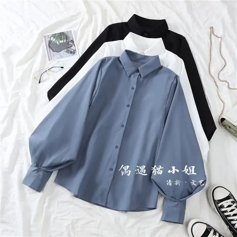 2023 New Women's Loose Long Sve irt Design Sense Lantern Sve Collar Slimming Ele White Casual Faion Top
2023 New Women's Loose Long Sve irt Design Sense Lantern Sve Collar Slimming Ele White Casual Faion Top