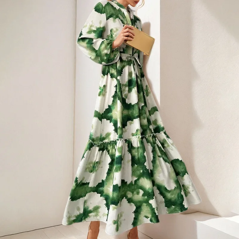 Women's Color‑block Print Maxi Dress Long Sleeve V Neck Drawstring Waist Ruffle Hem Casual Vacation Dresses
Women's Color‑block Print Maxi Dress Long Sleeve V Neck Drawstring Waist Ruffle Hem Casual Vacation Dresses