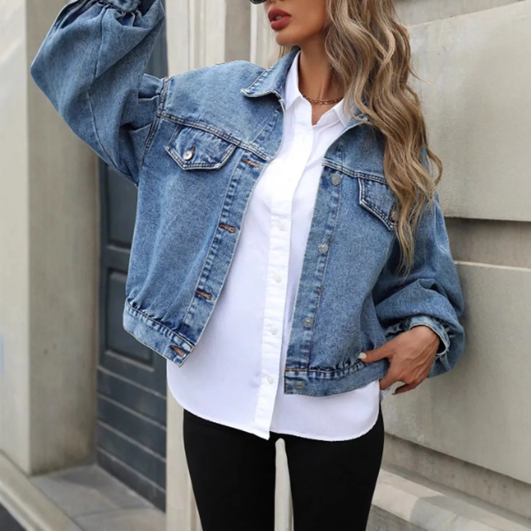 Trendy Women's Loose Short Denim Jacket Casual Slim Fit Jeans Outerwear Regular Sleeve Design Pure Color Autumn Fashion
Trendy Women's Loose Short Denim Jacket Casual Slim Fit Jeans Outerwear Regular Sleeve Design Pure Color Autumn Fashion