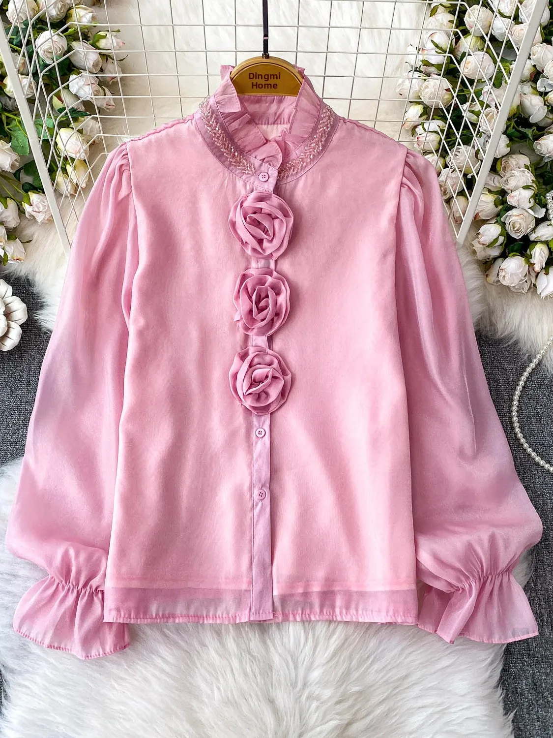 Ele Pink Long Sve Diamond Embedded 3D Rose Вышивка Воротник-стойка irt Женский летний утягивающий топ в Корейском стиле
Ele Pink Long Sve Diamond Embedded 3D Rose Вышивка Воротник-стойка irt Женский летний утягивающий топ в Корейском стиле