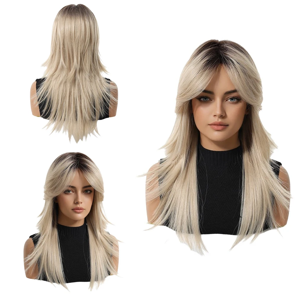 Ombre Blonde Mullet Wig For Black Women Dark Roots Layered Straight Synthetic Wig With Bangs Glueless Easy To Wear Daily Party
Ombre Blonde Mullet Wig For Black Women Dark Roots Layered Straight Synthetic Wig With Bangs Glueless Easy To Wear Daily Party