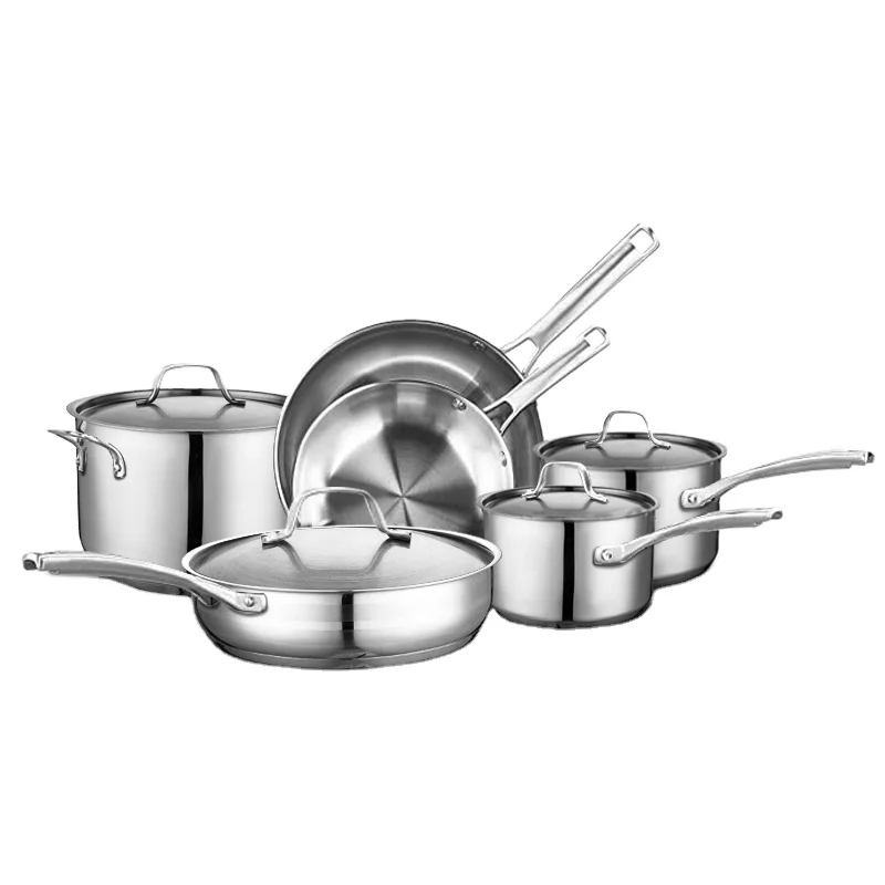 Stainless Steel Pots and Pans 10-Piece Cookware Set Cooking Pot Customized Wholesale Kitchen OEM
Stainless Steel Pots and Pans 10-Piece Cookware Set Cooking Pot Customized Wholesale Kitchen OEM