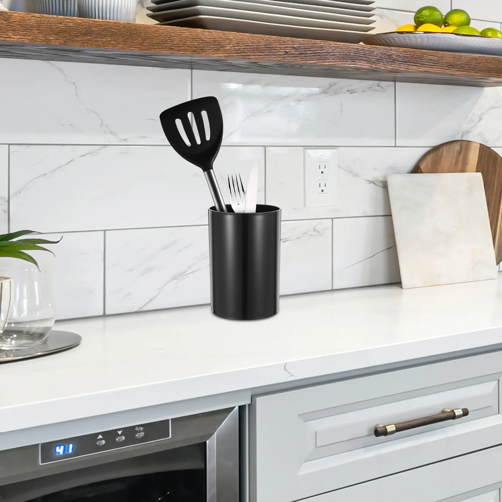 1 Large Black Plastic Kitchen Storage Cylinder Chopstick Holder Tableware Drying Canister Cutlery Organizer With Drain Holes
1 Large Black Plastic Kitchen Storage Cylinder Chopstick Holder Tableware Drying Canister Cutlery Organizer With Drain Holes