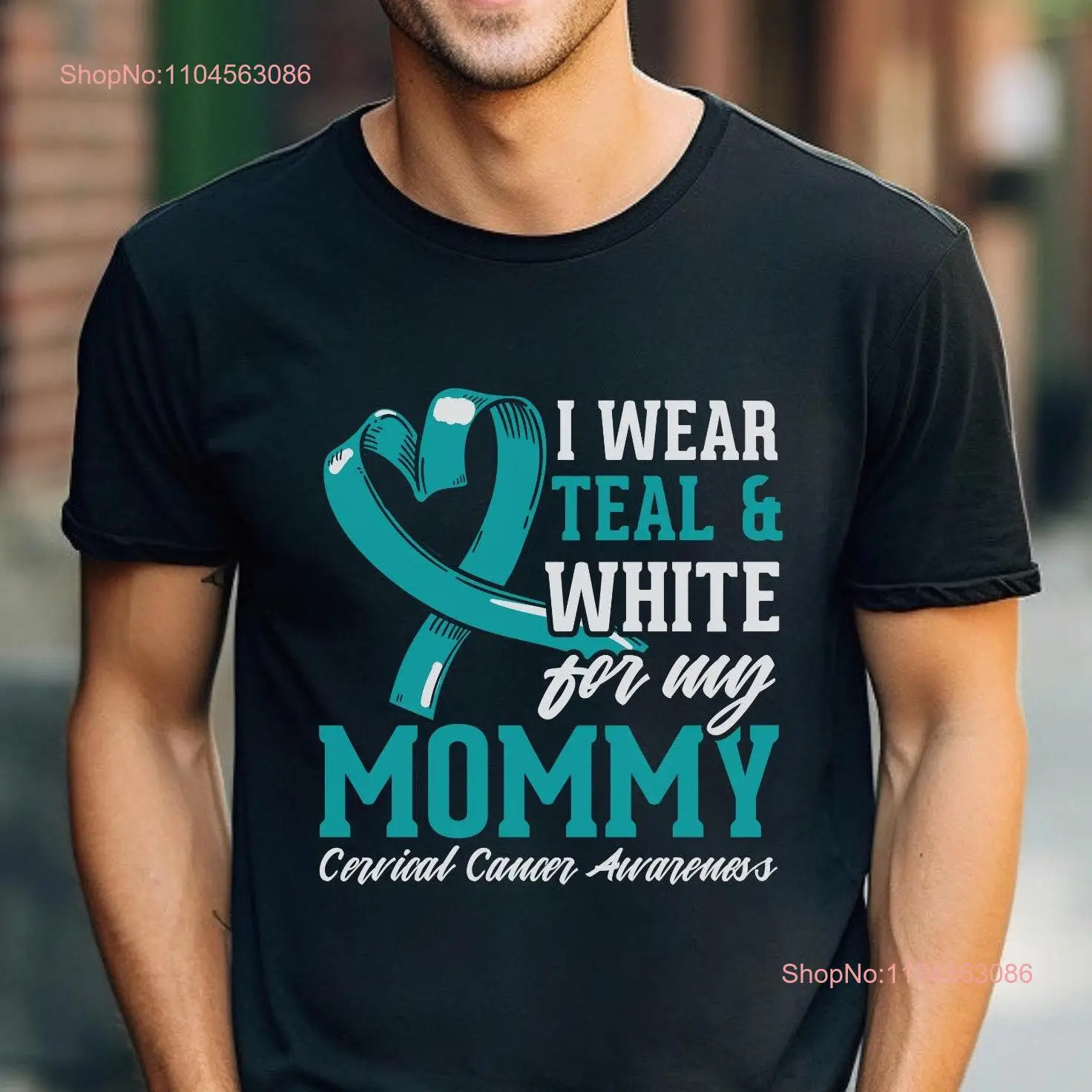 Cancer Awareness t shirt I wear teal white for my mommy cervical support long or short sleeves
Cancer Awareness t shirt I wear teal white for my mommy cervical support long or short sleeves