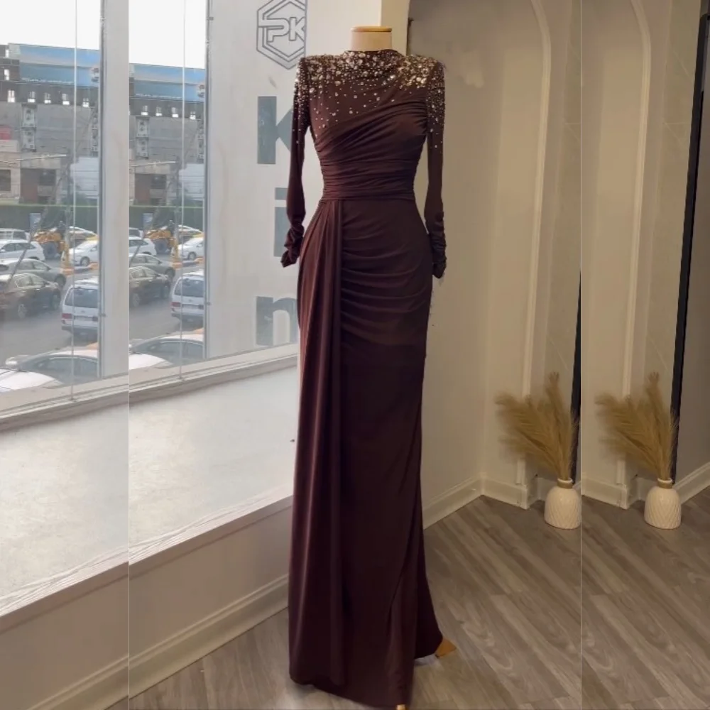 Customized Elegant Chiffon Pleat Sequined Mermaid High Collar Long Dresses Bespoke Occasion Exquisite High Quality
Customized Elegant Chiffon Pleat Sequined Mermaid High Collar Long Dresses Bespoke Occasion Exquisite High Quality